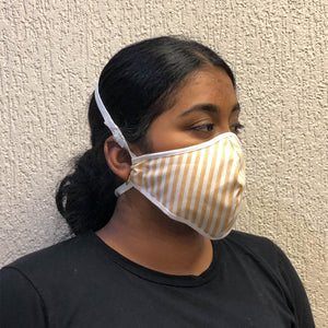 Mask 3-Layer Fabric Slimline - Triple Stripe Mustard - Cargo Shop Online