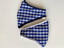 Load image into Gallery viewer, Mask 3-Layer Fabric Slimline - Gingham Check 0.5cm Navy/ White - Cargo Shop Online
